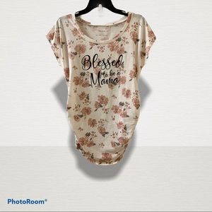 Motherhood Maternity graphic ruched side tee EUC